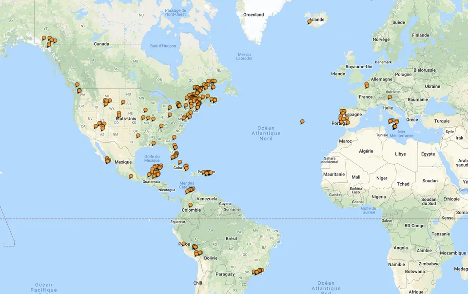 Yannick's travel map